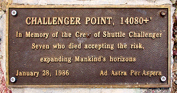 Challenger Point plaque