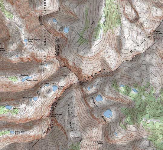 Map of Blanca Peak area