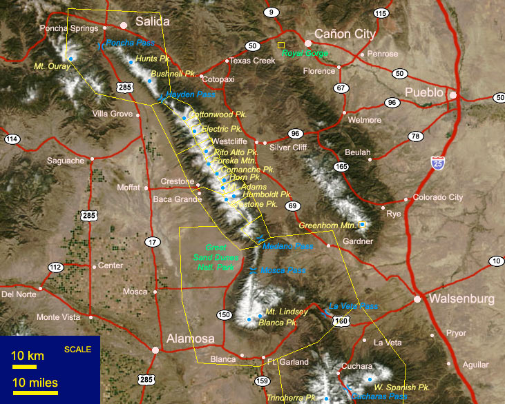 Sangre de Cristo North and Central map