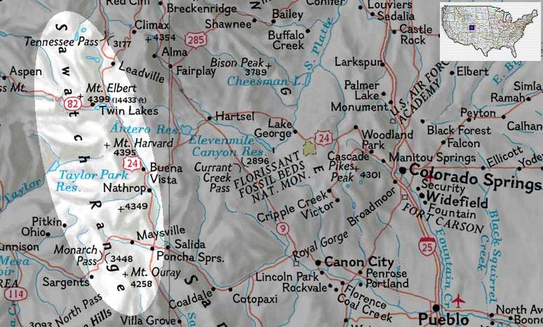 location of sawatch mountains